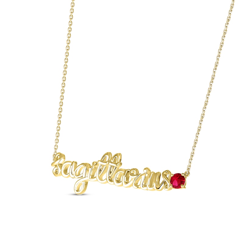 Main Image 2 of Lab-Created Ruby Zodiac Sagittarius Necklace 10K Yellow Gold 18&quot;