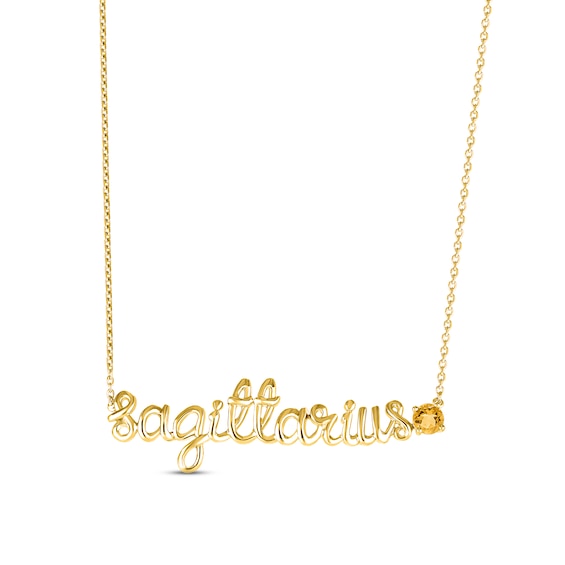 Citrine Zodiac Sagittarius Necklace 10K Yellow Gold 18"