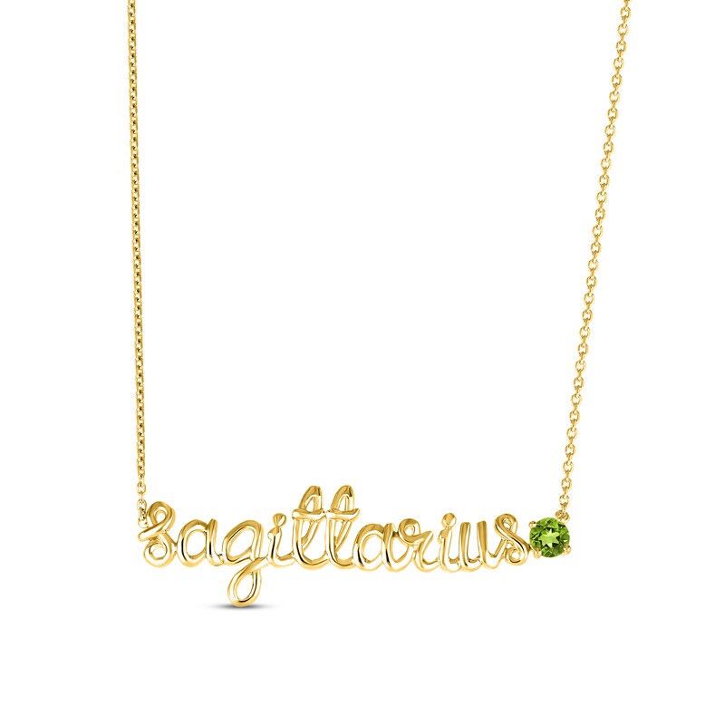 Main Image 1 of Peridot Zodiac Sagittarius Necklace 10K Yellow Gold 18&quot;