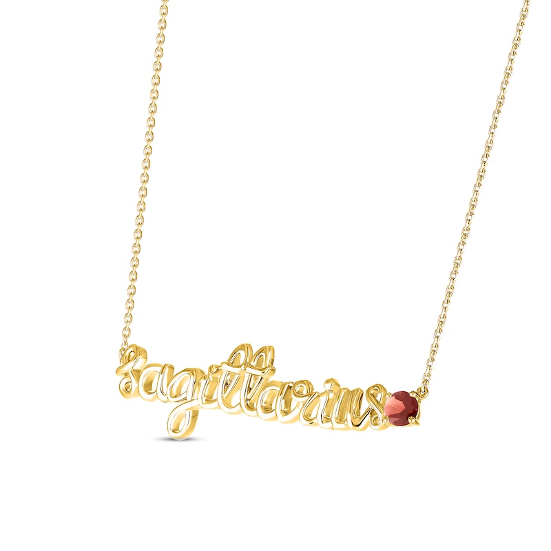 Garnet Zodiac Sagittarius Necklace 10K Yellow Gold 18"