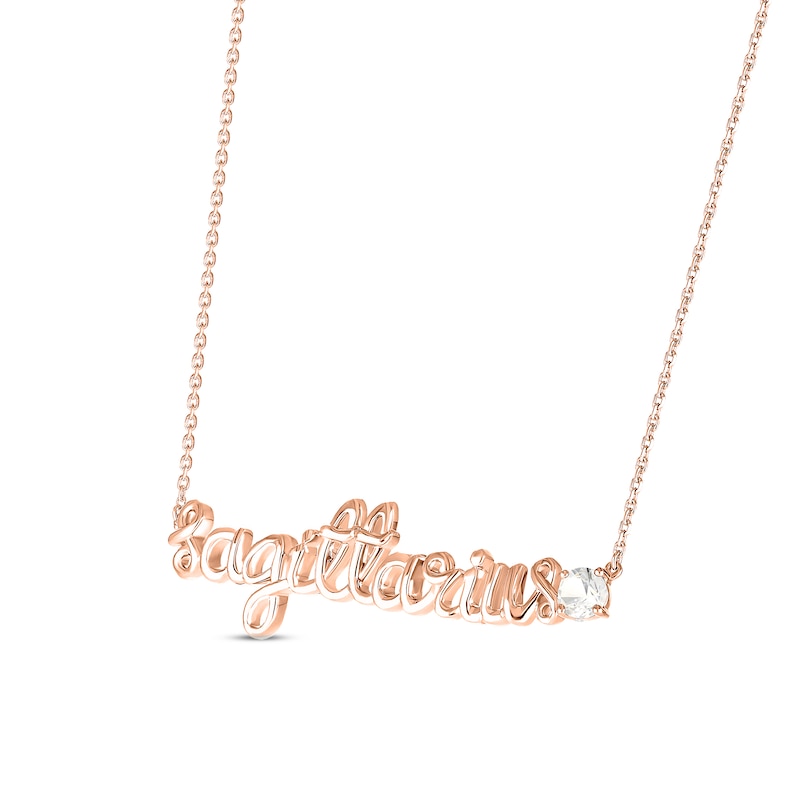 Main Image 2 of White Lab-Created Sapphire Zodiac Sagittarius Necklace 10K Rose Gold 18&quot;