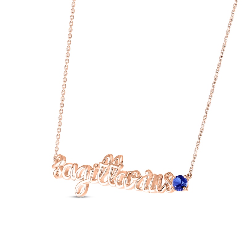 Main Image 2 of Blue Lab-Created Sapphire Zodiac Sagittarius Necklace 10K Rose Gold 18&quot;