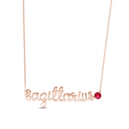 Lab-Created Ruby Zodiac Sagittarius Necklace 10K Rose Gold 18"
