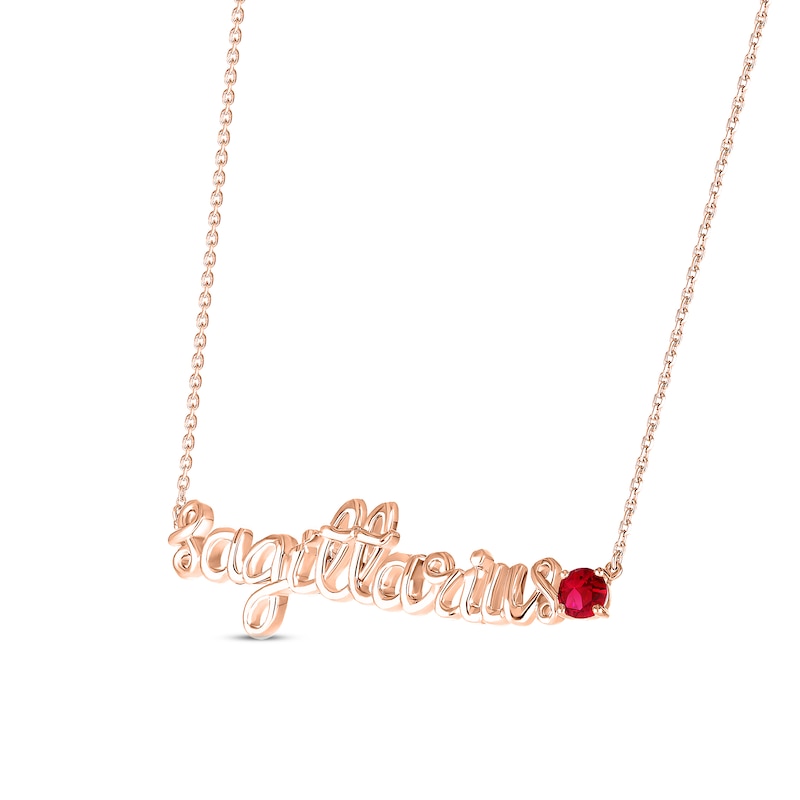 Main Image 2 of Lab-Created Ruby Zodiac Sagittarius Necklace 10K Rose Gold 18&quot;