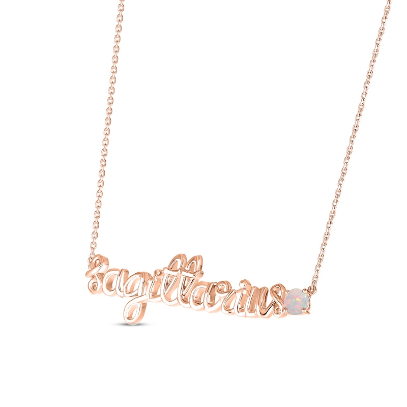Main Image 2 of Lab-Created Opal Zodiac Sagittarius Necklace 10K Rose Gold 18&quot;
