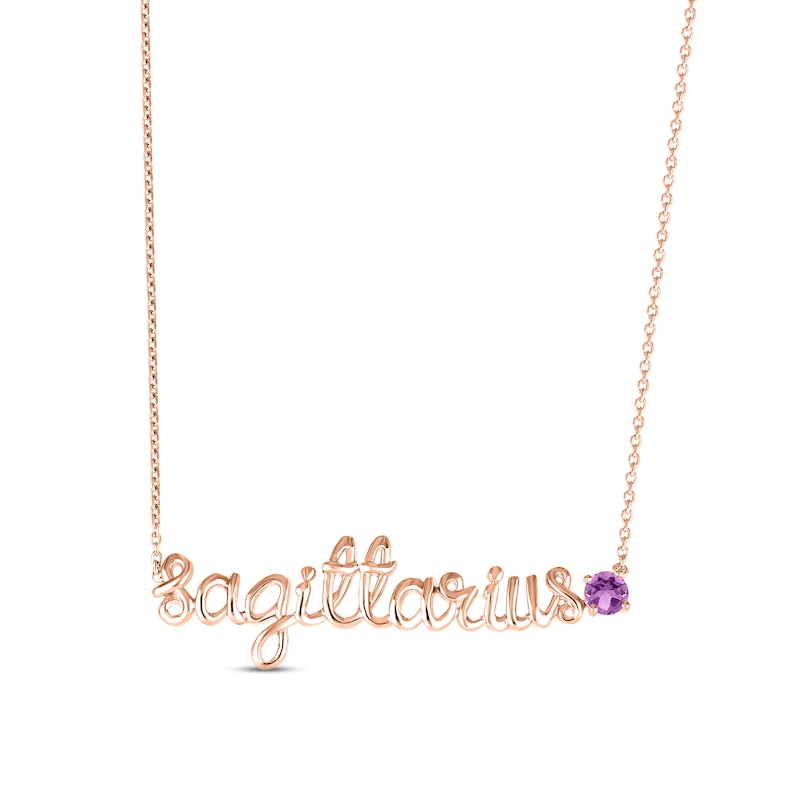 Main Image 1 of Amethyst Zodiac Sagittarius Necklace 10K Rose Gold 18&quot;