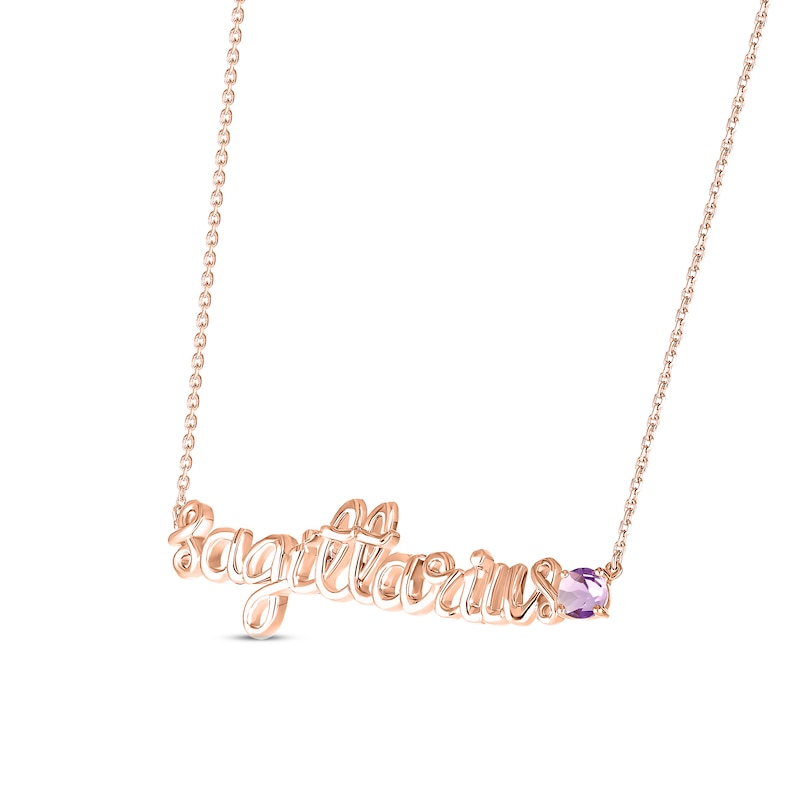 Main Image 2 of Amethyst Zodiac Sagittarius Necklace 10K Rose Gold 18&quot;