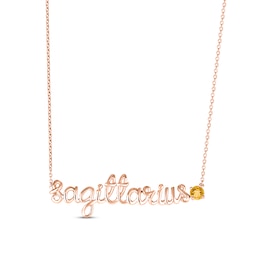 Citrine Zodiac Sagittarius Necklace 10K Rose Gold 18"