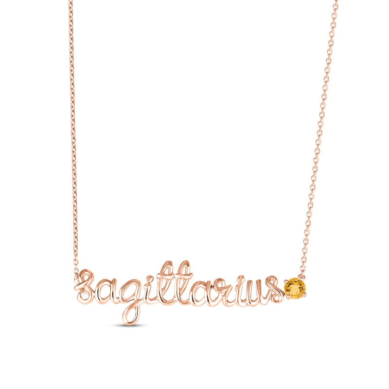Main Image 1 of Citrine Zodiac Sagittarius Necklace 10K Rose Gold 18&quot;