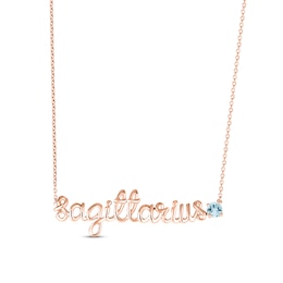 Aquamarine Zodiac Sagittarius Necklace 10K Rose Gold 18"