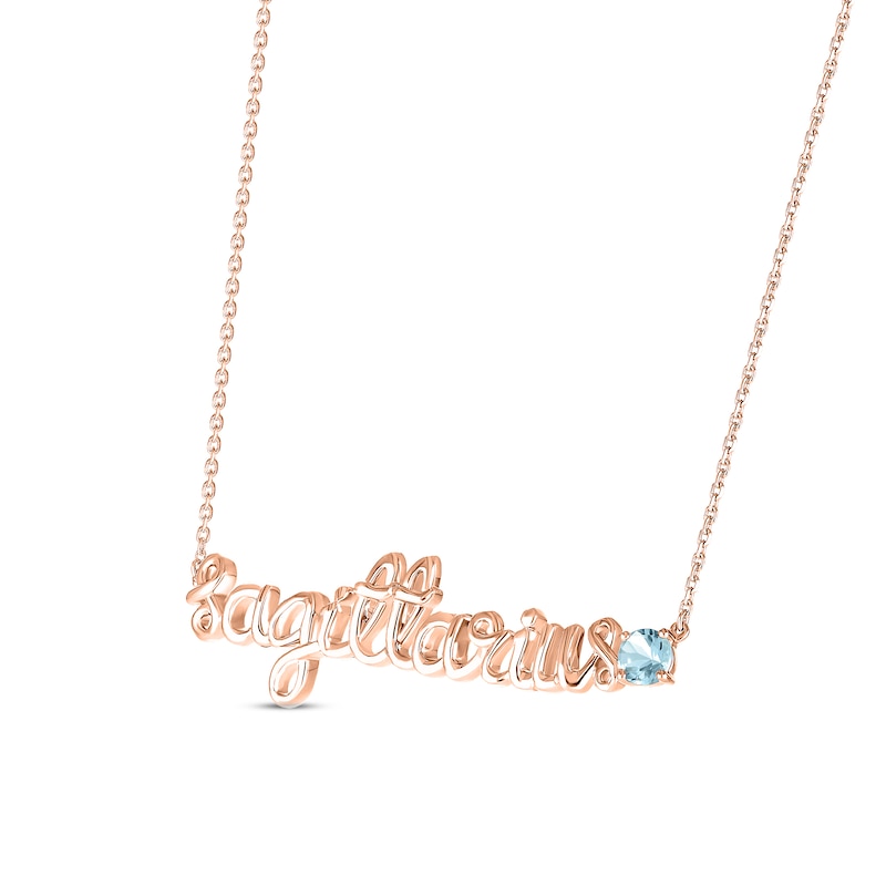 Main Image 2 of Aquamarine Zodiac Sagittarius Necklace 10K Rose Gold 18&quot;