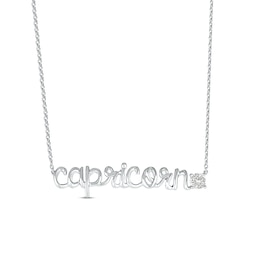 White Lab-Created Sapphire Zodiac Capricorn Necklace Sterling Silver 18"