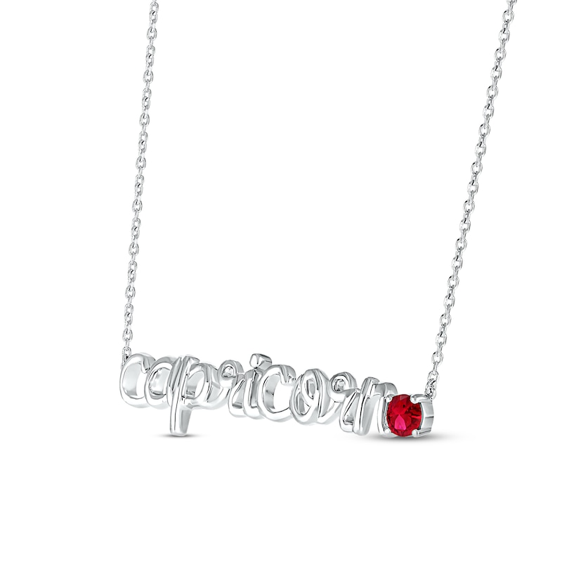 Lab-Created Ruby Zodiac Capricorn Necklace Sterling Silver 18"