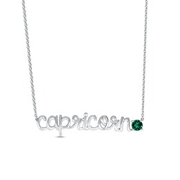 Lab-Created Emerald Zodiac Capricorn Necklace Sterling Silver 18"