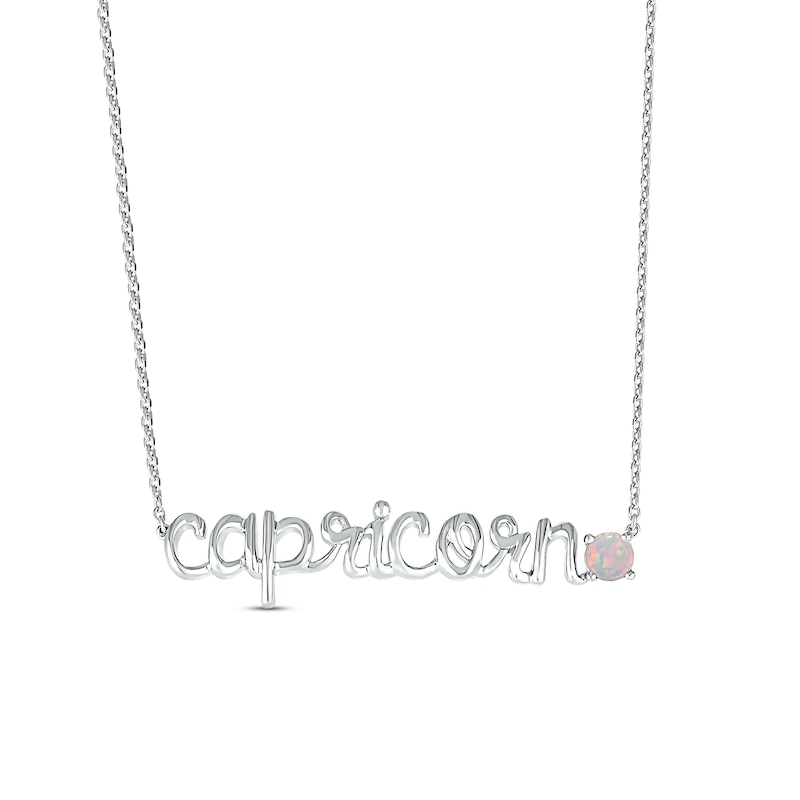 Main Image 1 of Lab-Created Opal Zodiac Capricorn Necklace Sterling Silver 18&quot;