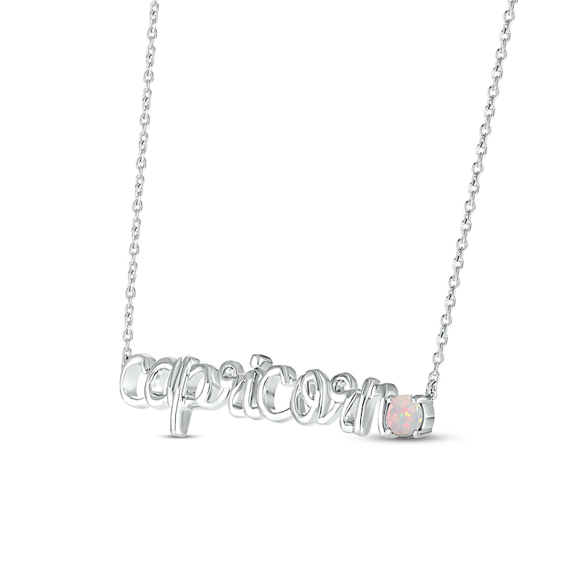 Lab-Created Opal Zodiac Capricorn Necklace Sterling Silver 18"