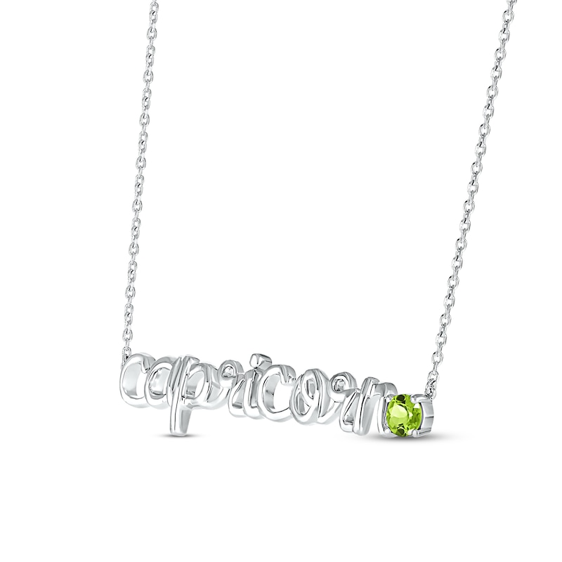 Main Image 2 of Peridot Zodiac Capricorn Necklace Sterling Silver 18&quot;
