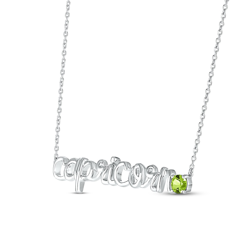 Peridot Zodiac Capricorn Necklace Sterling Silver 18"