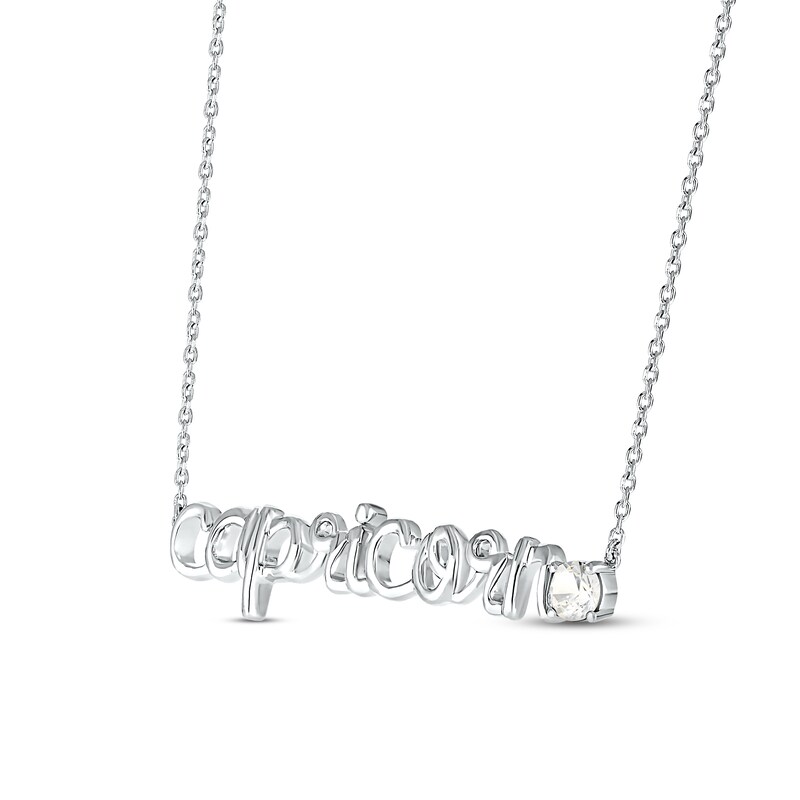 Main Image 2 of White Lab-Created Sapphire Zodiac Capricorn Necklace 10K White Gold 18&quot;