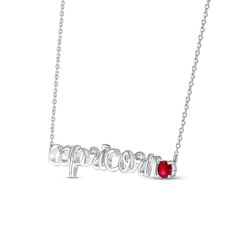 Main Image 2 of Lab-Created Ruby Zodiac Capricorn Necklace 10K White Gold 18&quot;