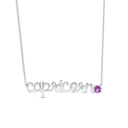 Amethyst Zodiac Capricorn Necklace 10K White Gold 18"