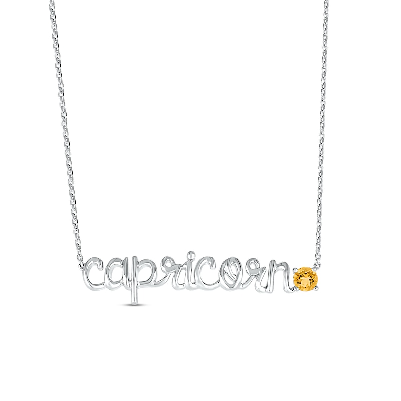 Citrine Zodiac Capricorn Necklace 10K White Gold 18"