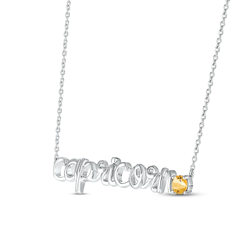 Citrine Zodiac Capricorn Necklace 10K White Gold 18"