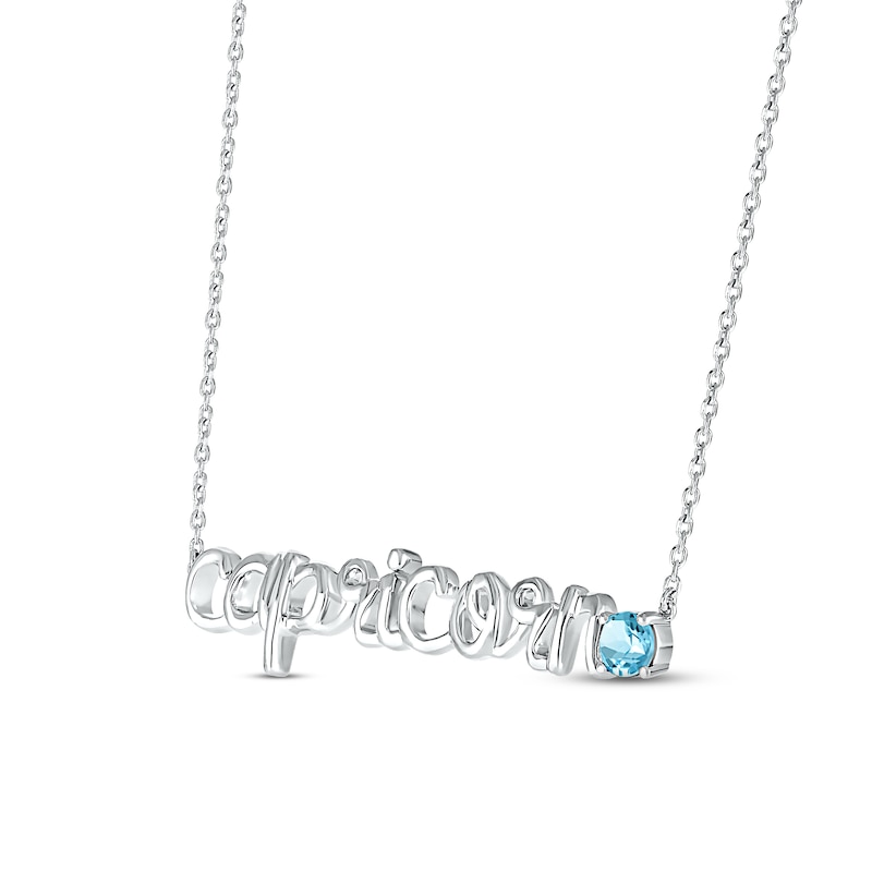 Main Image 2 of Swiss Blue Topaz Zodiac Capricorn Necklace 10K White Gold 18&quot;