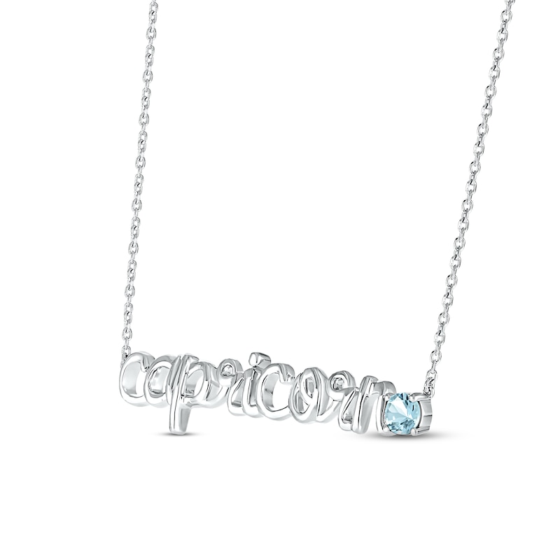Main Image 2 of Aquamarine Zodiac Capricorn Necklace 10K White Gold 18&quot;