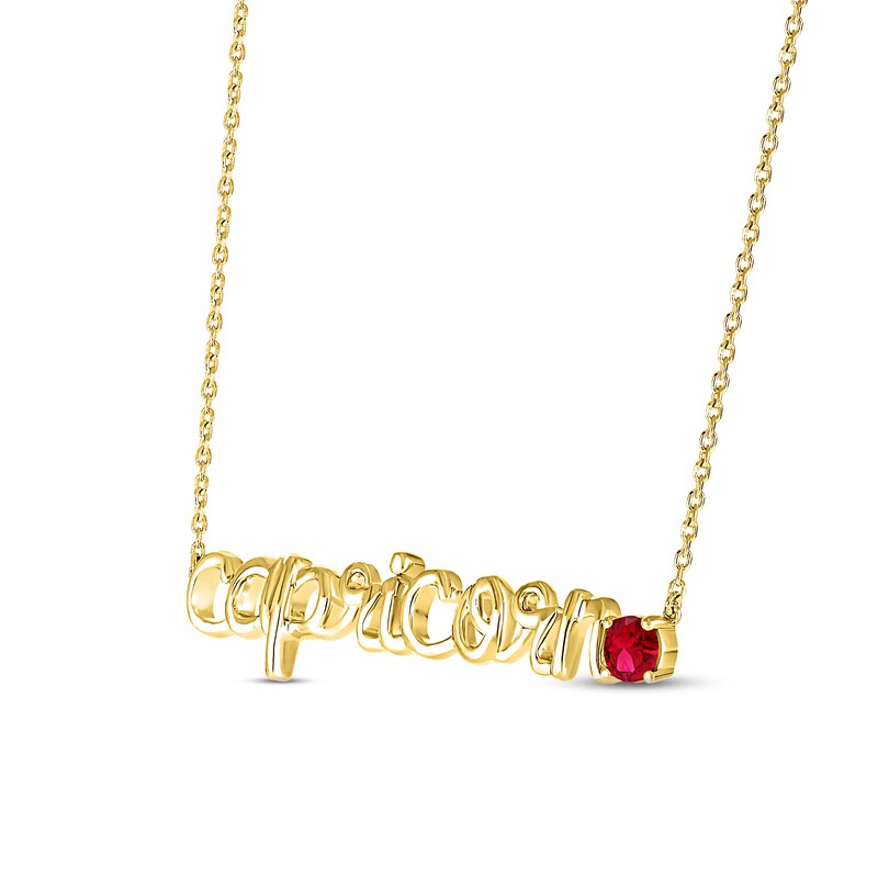 Lab-Created Ruby Zodiac Capricorn Necklace 10K Yellow Gold 18"