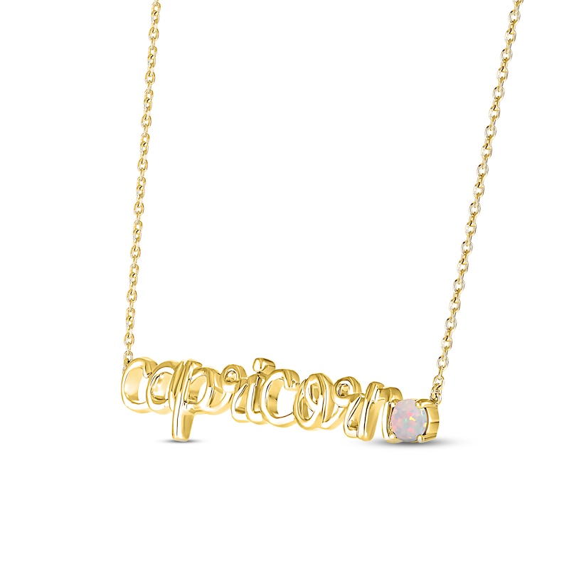 Main Image 2 of Lab-Created Opal Zodiac Capricorn Necklace 10K Yellow Gold 18"