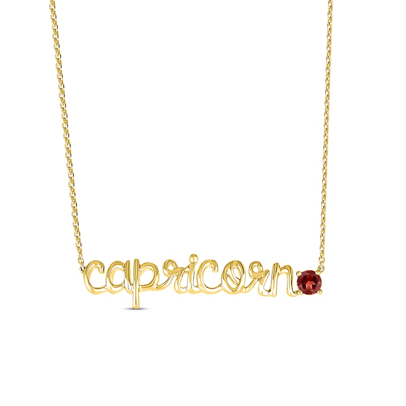 Main Image 1 of Garnet Zodiac Capricorn Necklace 10K Yellow Gold 18&quot;