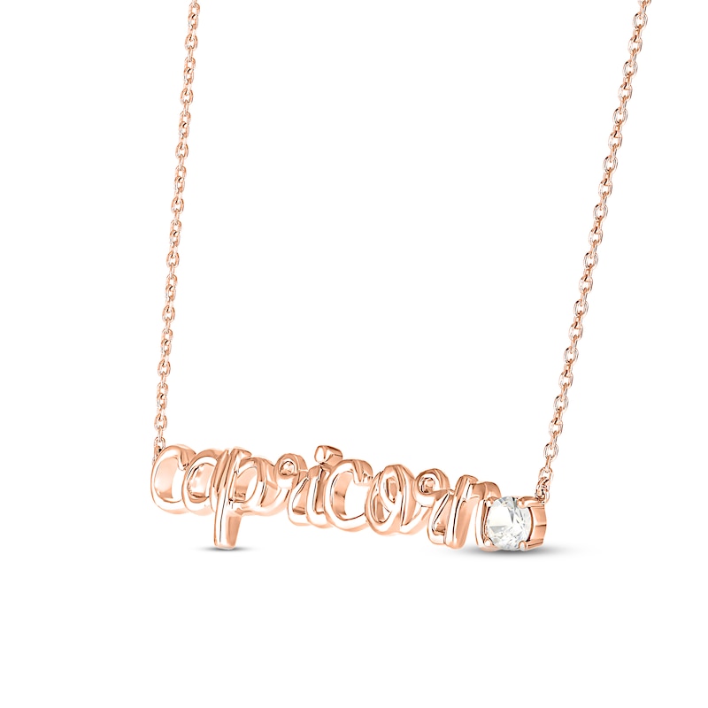 White Lab-Created Sapphire Zodiac Capricorn Necklace 10K Rose Gold 18"