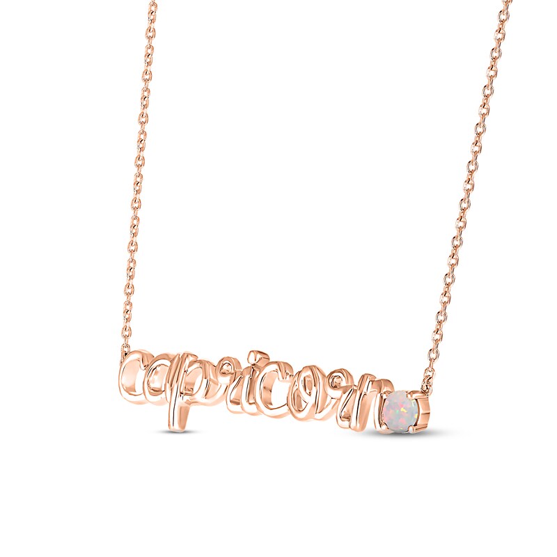Main Image 2 of Lab-Created Opal Zodiac Capricorn Necklace 10K Rose Gold 18&quot;