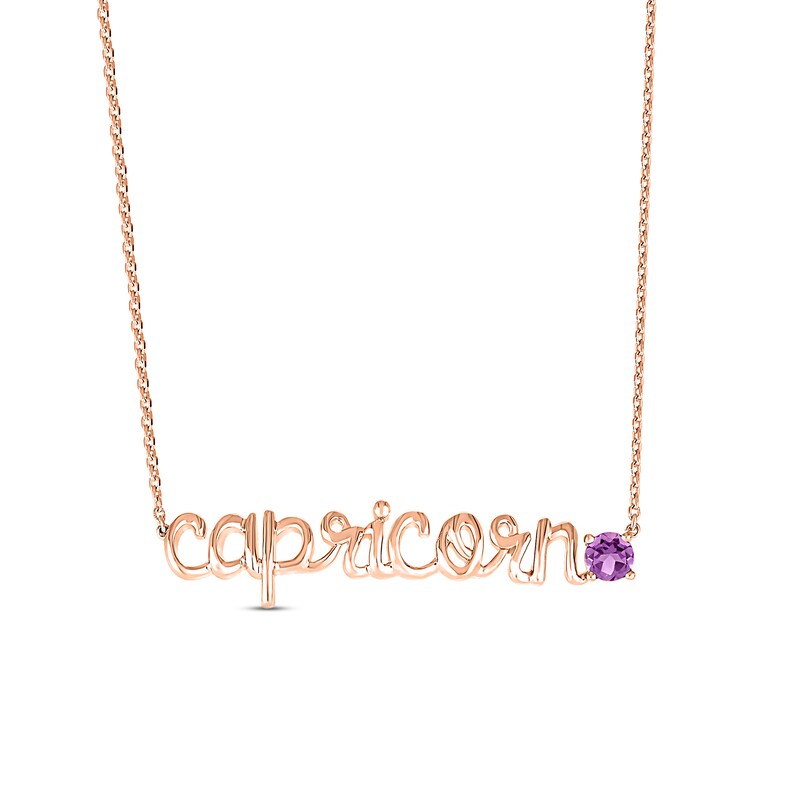 Main Image 1 of Amethyst Zodiac Capricorn Necklace 10K Rose Gold 18"