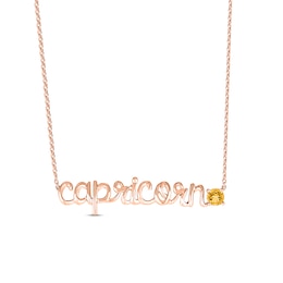 Citrine Zodiac Capricorn Necklace 10K Rose Gold 18"