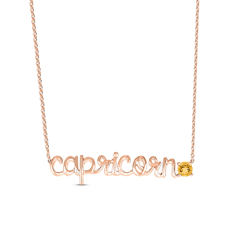 Main Image 1 of Citrine Zodiac Capricorn Necklace 10K Rose Gold 18&quot;