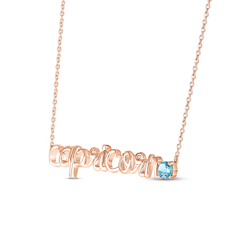 Main Image 2 of Swiss Blue Topaz Zodiac Capricorn Necklace 10K Rose Gold 18"