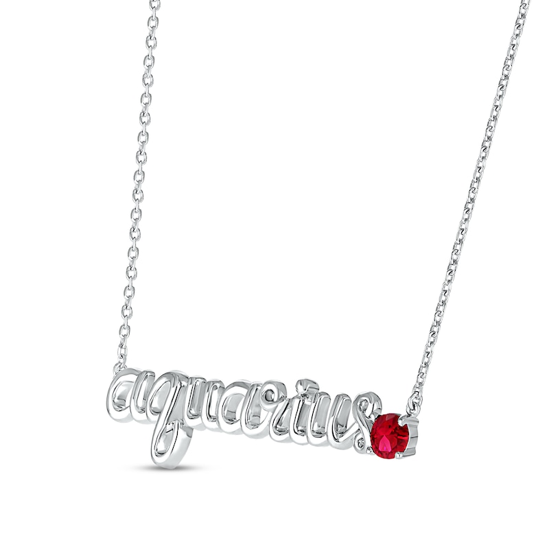 Lab-Created Ruby Zodiac Aquarius Necklace Sterling Silver 18"