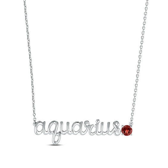 Kay Garnet Zodiac Aquarius Necklace Sterling Silver 18"