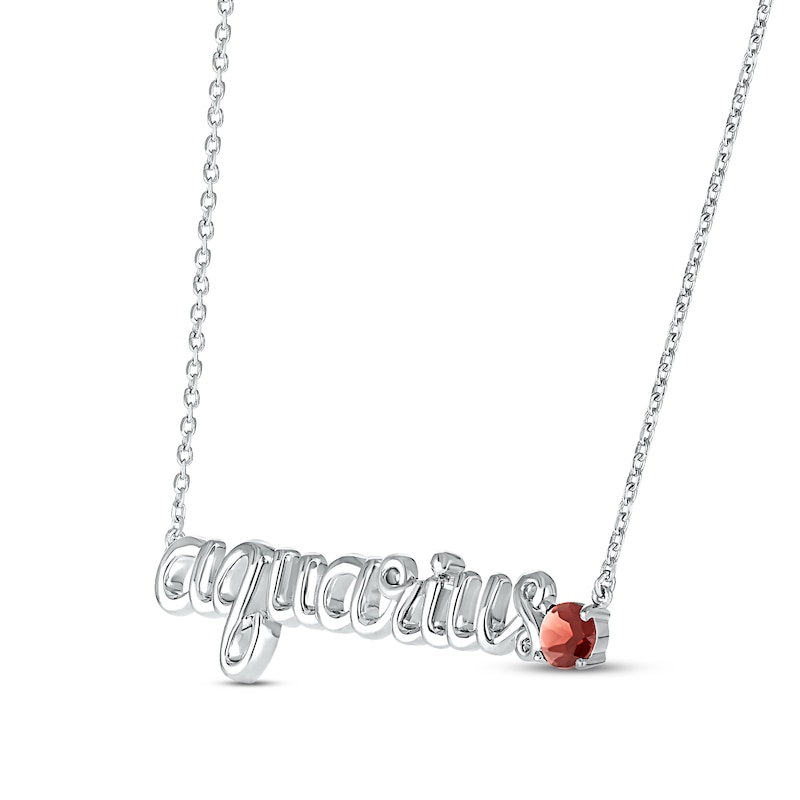 Main Image 2 of Garnet Zodiac Aquarius Necklace Sterling Silver 18&quot;