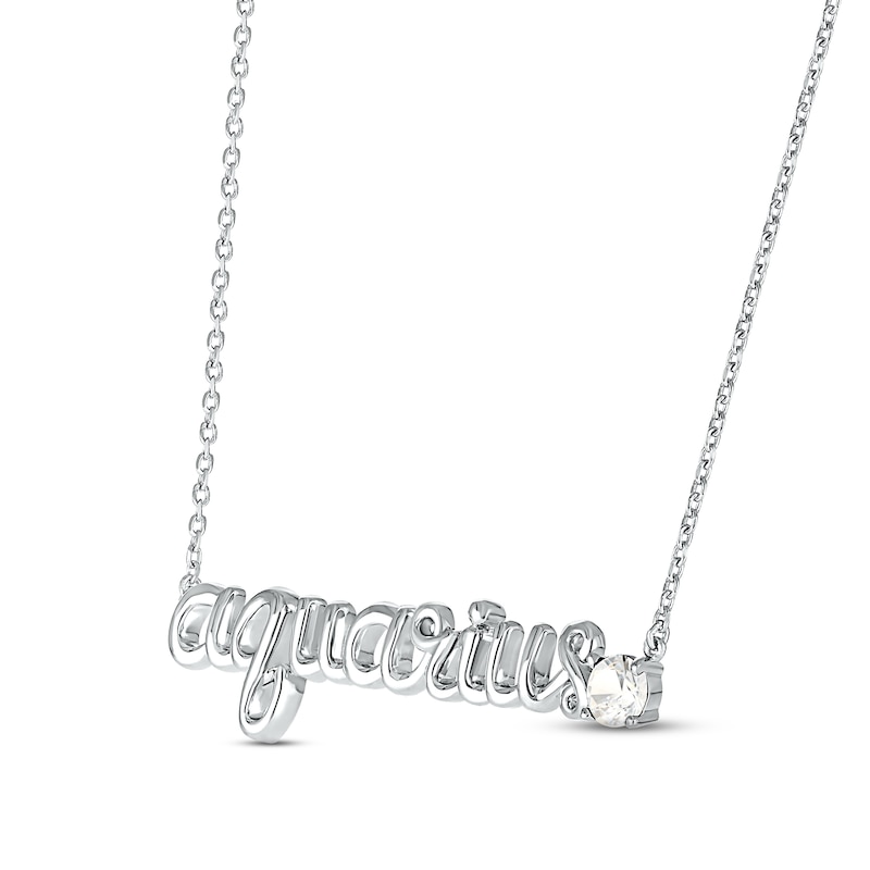 Main Image 2 of White Lab-Created Sapphire Zodiac Aquarius Necklace 10K White Gold 18&quot;
