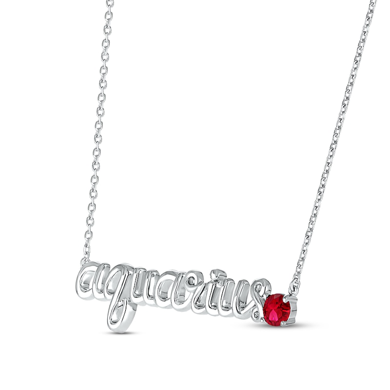 Main Image 2 of Lab-Created Ruby Zodiac Aquarius Necklace 10K White Gold 18&quot;
