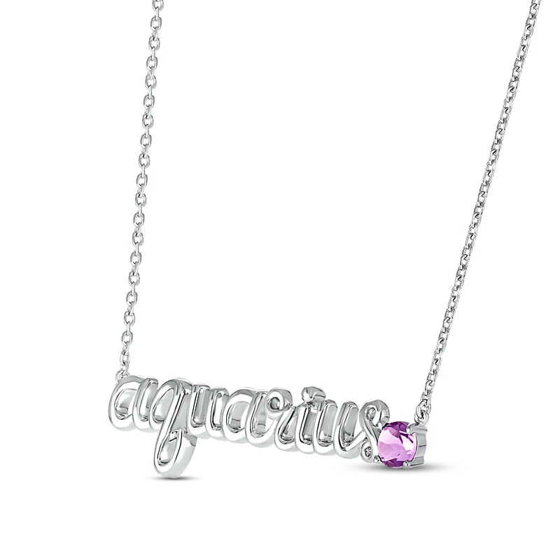 Main Image 2 of Amethyst Zodiac Aquarius Necklace 10K White Gold 18&quot;