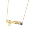 Thumbnail Image 1 of Blue Lab-Created Sapphire Zodiac Aquarius Necklace 10K Yellow Gold 18"