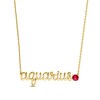 Thumbnail Image 0 of Lab-Created Ruby Zodiac Aquarius Necklace 10K Yellow Gold 18"