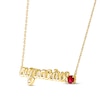 Thumbnail Image 1 of Lab-Created Ruby Zodiac Aquarius Necklace 10K Yellow Gold 18"