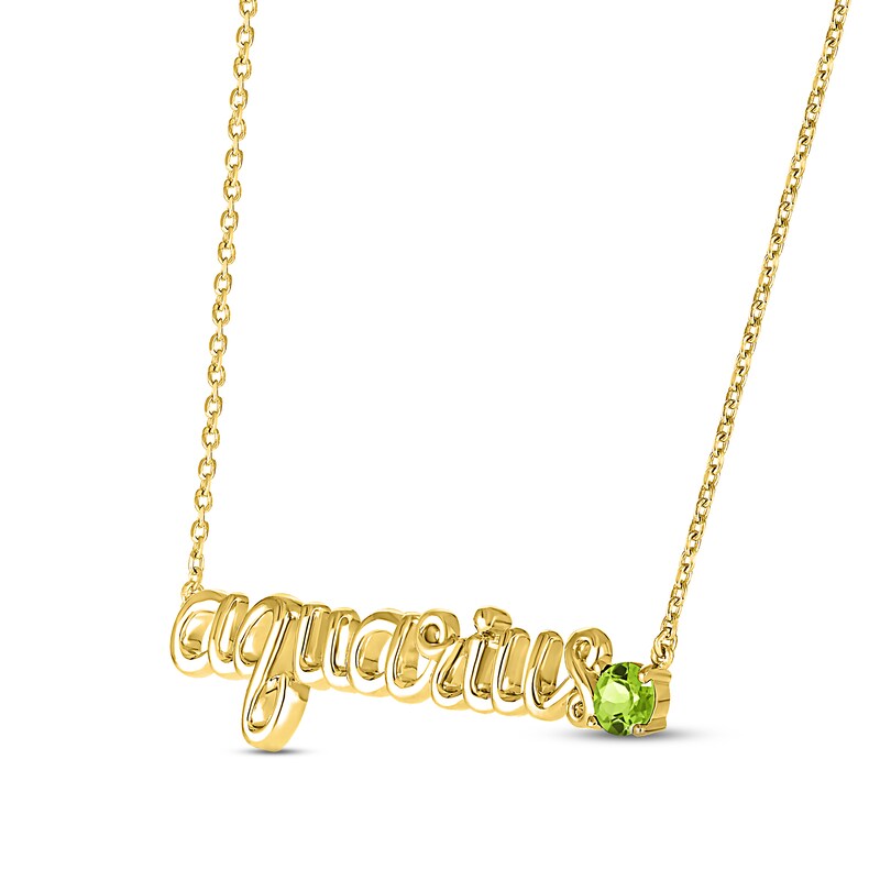 Main Image 2 of Peridot Zodiac Aquarius Necklace 10K Yellow Gold 18"