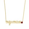 Thumbnail Image 1 of Garnet Zodiac Aquarius Necklace 10K Yellow Gold 18&quot;