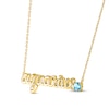 Thumbnail Image 2 of Swiss Blue Topaz Zodiac Aquarius Necklace 10K Yellow Gold 18&quot;
